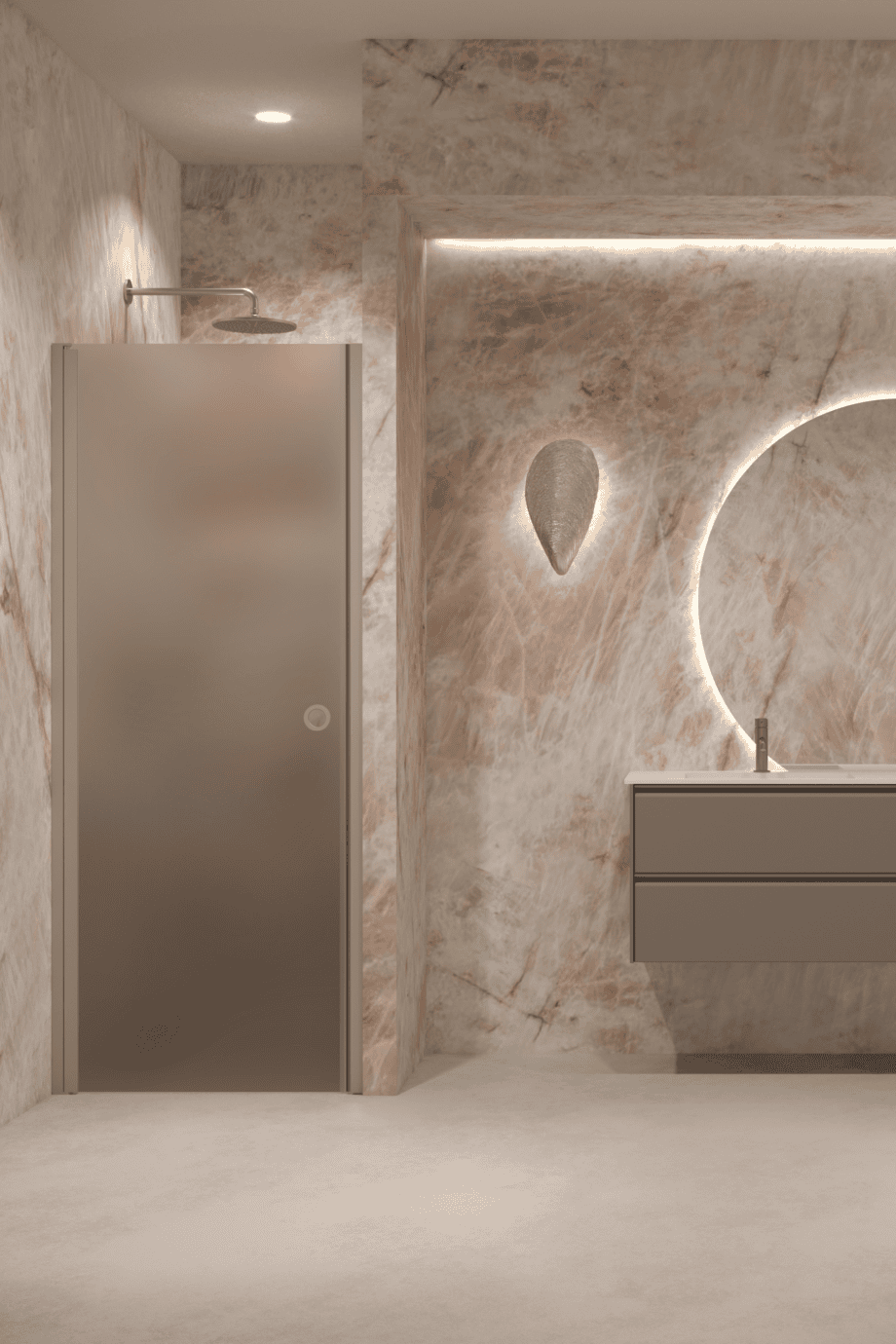 Hinged shower door with wall magnet Hietakari Forma 382, Sand frame, brown satin glass Hinged shower door with wall magnet Hietakari Forma 382, Sand frame, brown satin glass