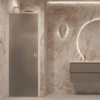 Hinged shower door with wall magnet Hietakari Forma 382, white frame, grey satin glass Hinged shower door with wall magnet Hietakari Forma 382, white frame, grey satin glass
