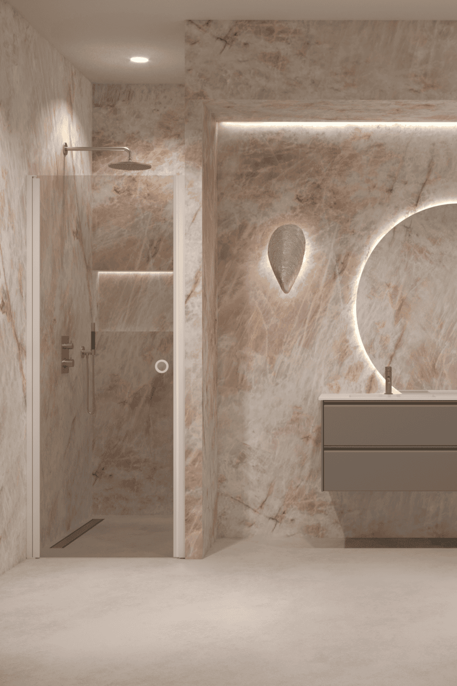 Hinged shower door with wall magnet Hietakari Forma 382, white frame, bronze tinted glass Hinged shower door with wall magnet Hietakari Forma 382, white frame, bronze tinted glass