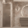 Hinged shower door with wall magnet Hietakari Forma 382, white frame, brown satin glass Hinged shower door with wall magnet Hietakari Forma 382, white frame, brown satin glass