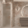 Hinged shower door with wall magnet Hietakari Forma 382, white frame, satin frosted glass Hinged shower door with wall magnet Hietakari Forma 382, white frame, satin frosted glass