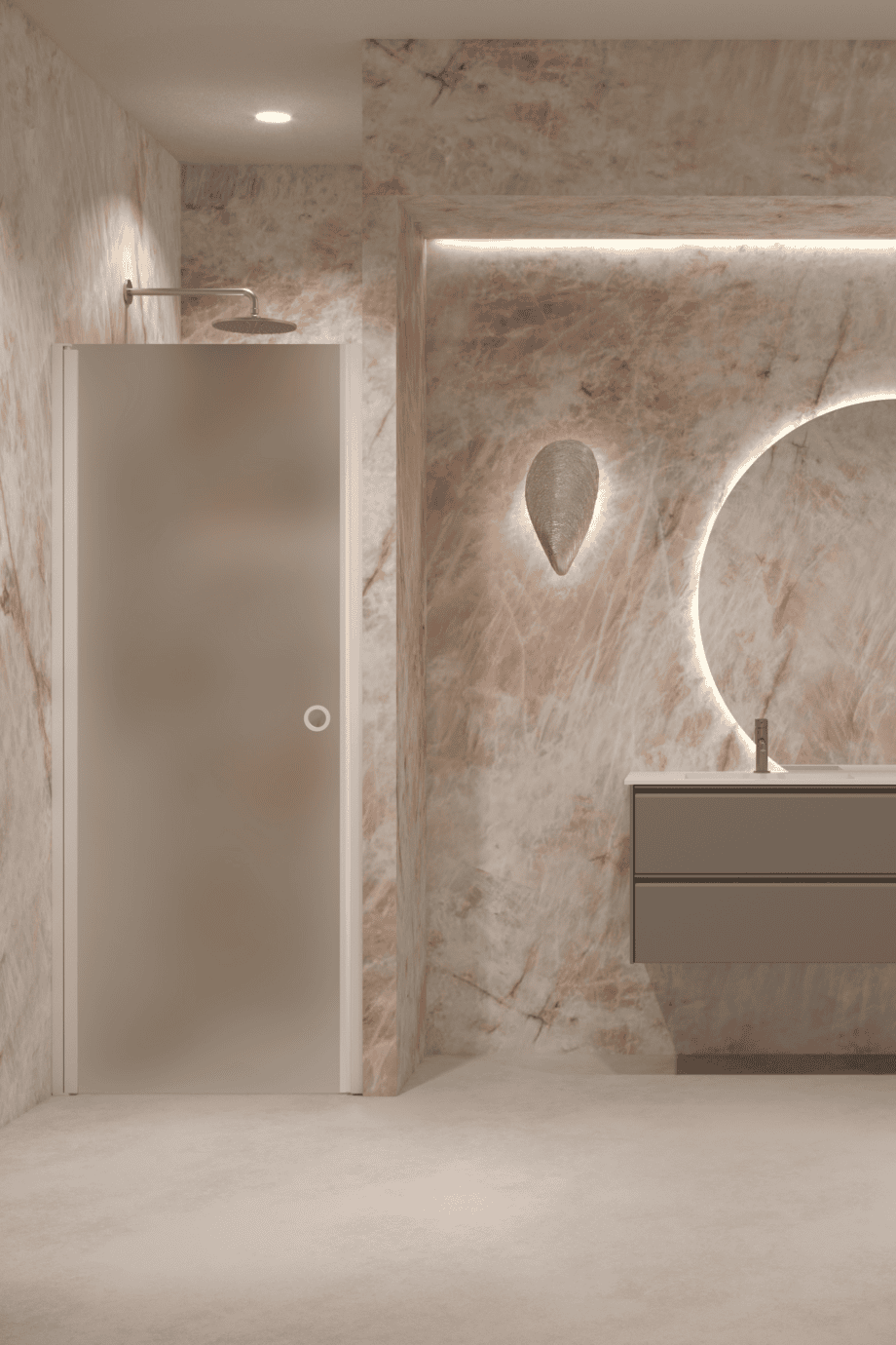 Hinged shower door with wall magnet Hietakari Forma 382, white frame, satin frosted glass Hinged shower door with wall magnet Hietakari Forma 382, white frame, satin frosted glass