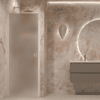 Hinged shower door with wall magnet Hietakari Forma 382, white frame, super bright satin glass Hinged shower door with wall magnet Hietakari Forma 382, white frame, super bright satin glass
