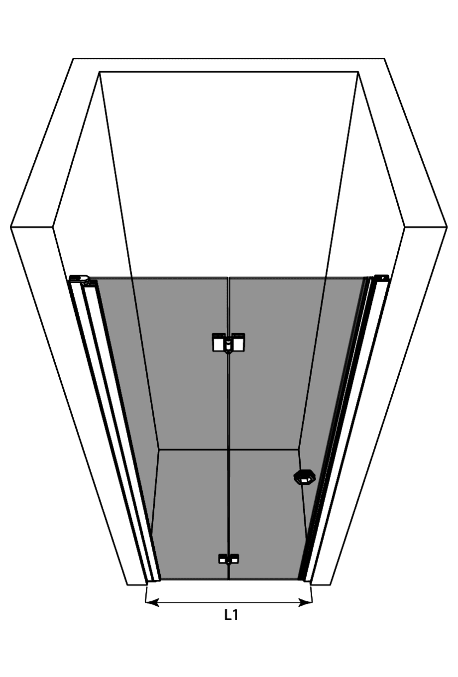 Folding shower door with wall magnet Hietakari Forma 383 – 3