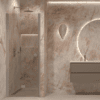 Folding shower door with wall magnet Hietakari Forma 383, aluminium frame, bronze tinted glass Folding shower door with wall magnet Hietakari Forma 383, aluminium frame, bronze tinted glass