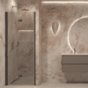 Folding shower door with wall magnet Hietakari Forma 383, Cocoa frame, grey tinted glass Folding shower door with wall magnet Hietakari Forma 383, Cocoa frame, grey tinted glass