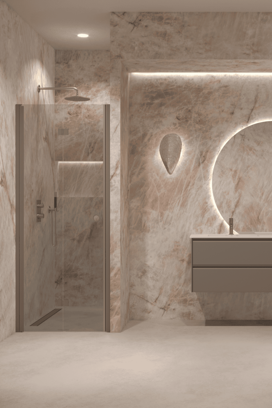 Folding shower door with wall magnet Hietakari Forma 383, Mocha frame, grey tinted glass Folding shower door with wall magnet Hietakari Forma 383, Mocha frame, grey tinted glass