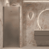 Folding shower door with wall magnet Hietakari Forma 383, Mocha frame, grey satin glass Folding shower door with wall magnet Hietakari Forma 383, Mocha frame, grey satin glass