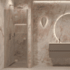 Folding shower door with wall magnet Hietakari Forma 383, Sand frame, bronze tinted glass Folding shower door with wall magnet Hietakari Forma 383, Sand frame, bronze tinted glass