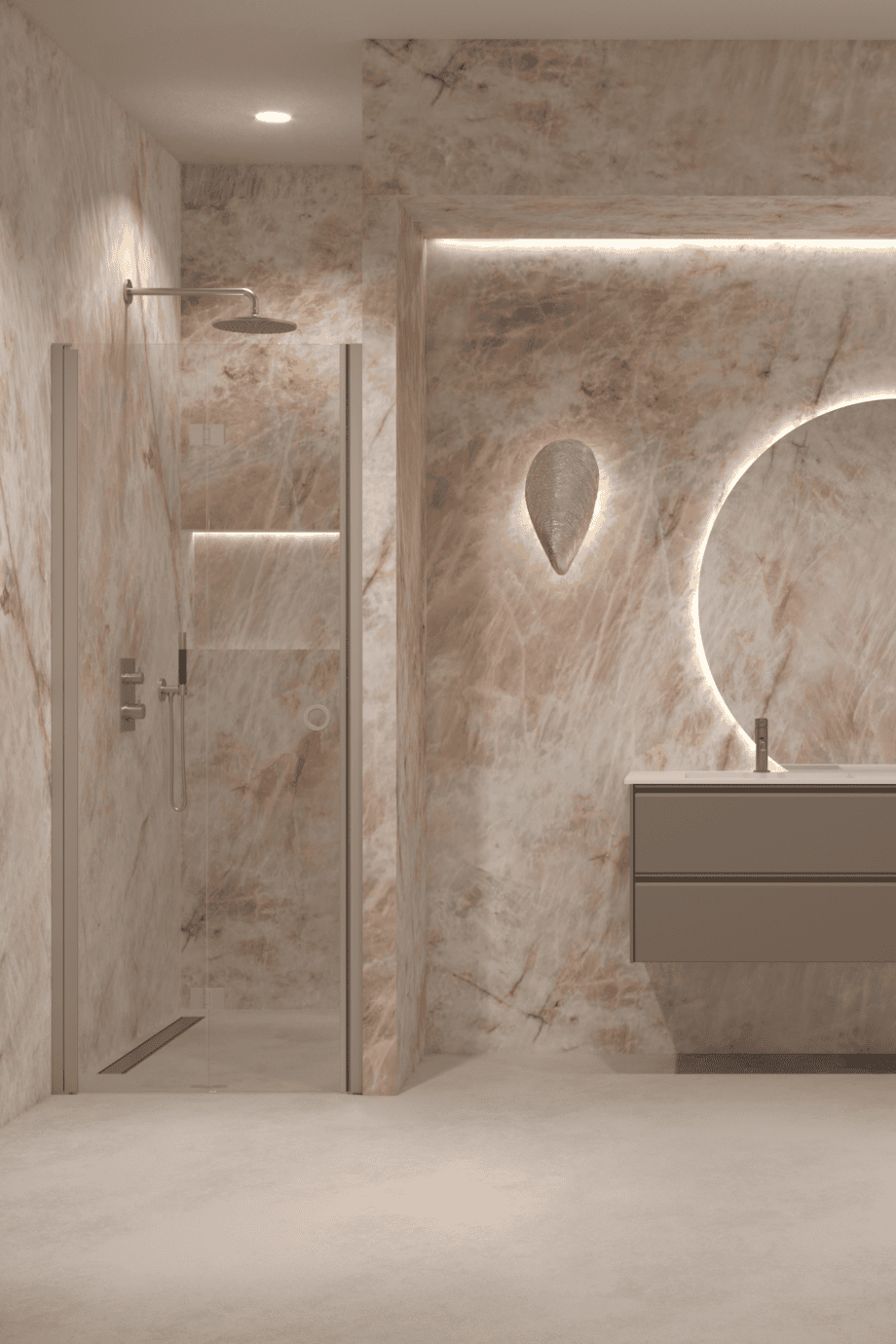 Folding shower door with wall magnet Hietakari Forma 383, Sand frame, super bright glass Folding shower door with wall magnet Hietakari Forma 383, Sand frame, super bright glass