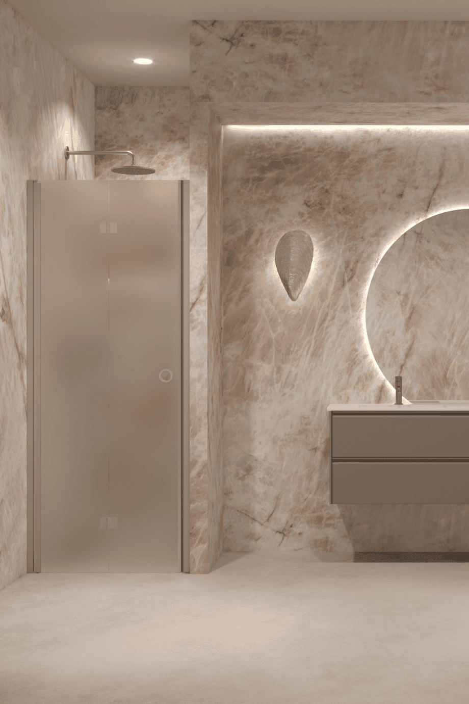 Folding shower door with wall magnet Hietakari Forma 383, Sand frame, super bright satin glass Folding shower door with wall magnet Hietakari Forma 383, Sand frame, super bright satin glass