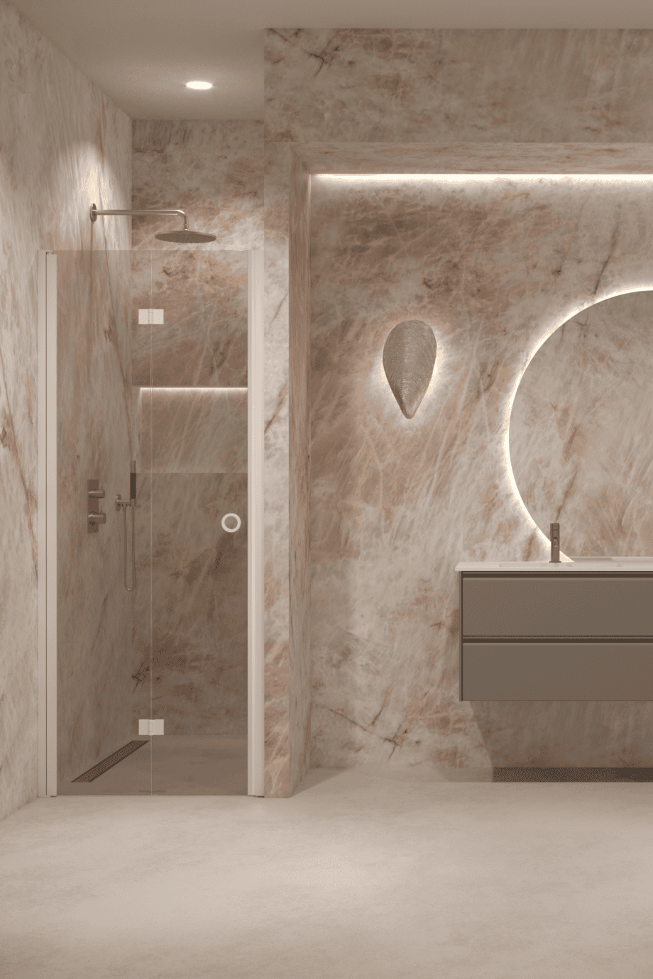 Folding shower door with wall magnet Hietakari Forma 383, white frame, bronze tinted glass Folding shower door with wall magnet Hietakari Forma 383, white frame, bronze tinted glass