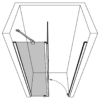 Hinged shower door with fixed part and wall magnet Hietakari Forma 384 ā 3D drawing 2 Hinged shower door with fixed part and wall magnet Hietakari Forma 384 ā 4