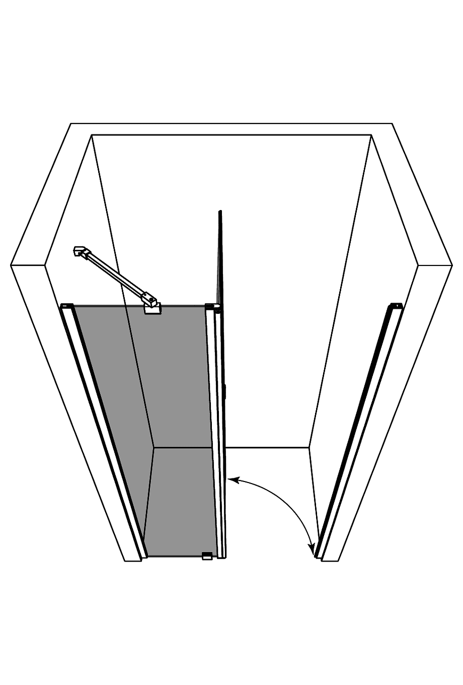 Hinged shower door with fixed part and wall magnet Hietakari Forma 384 ā 4