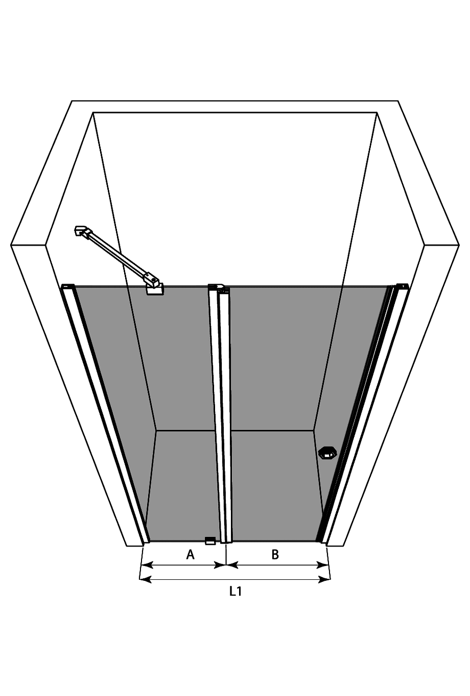 Hinged shower door with fixed part and wall magnet Hietakari Forma 384 ā 3
