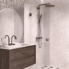 Hinged shower door Hietakari Vetro 512, Cocoa fittings, clear glass