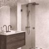 Hinged shower door Hietakari Vetro 512, Cocoa fittings, brown reeded glass