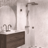 Hinged shower door Hietakari Vetro 512, Cocoa fittings, reeded glass