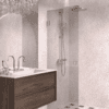 Hinged shower door Hietakari Vetro 512, brushed fittings, grey tinted glass