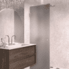 Hinged shower door Hietakari Vetro 512, brushed fittings, grey satin glass