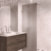 Hinged shower door Hietakari Vetro 512, brushed fittings, brown satin glass