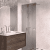 Hinged shower door Hietakari Vetro 512, chrome fittings, grey reeded glass