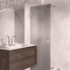 Hinged shower door Hietakari Vetro 512, chrome fittings, grey satin glass