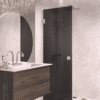 Hinged shower door Hietakari Vetro 512, chrome fittings, black glass