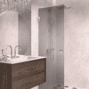 Hinged shower door Hietakari Vetro 512, brass fittings, grey reeded glass