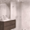Hinged shower door Hietakari Vetro 512, brass fittings, super bright satin glass