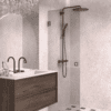 Hinged shower door Hietakari Vetro 512, Mocha fittings, grey tinted glass