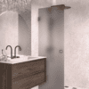 Hinged shower door Hietakari Vetro 512, Mocha fittings, grey satin glass