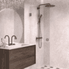 Hinged shower door Hietakari Vetro 512, Mocha fittings, clear glass