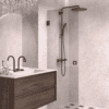 Hinged shower door Hietakari Vetro 512, black fittings, grey tinted glass