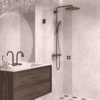 Hinged shower door Hietakari Vetro 512, black fittings, clear glass