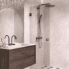 Hinged shower door Hietakari Vetro 512, black fittings, bronze tinted glass
