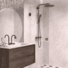Hinged shower door Hietakari Vetro 512, black fittings, super bright glass