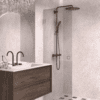 Hinged shower door Hietakari Vetro 512, Sand fittings, grey tinted glass