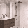 Hinged shower door Hietakari Vetro 512, Sand fittings, bronze tinted glass