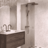 Hinged shower door Hietakari Vetro 512, Sand fittings, brown reeded glass