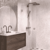 Hinged shower door Hietakari Vetro 512, Sand fittings, reeded glass