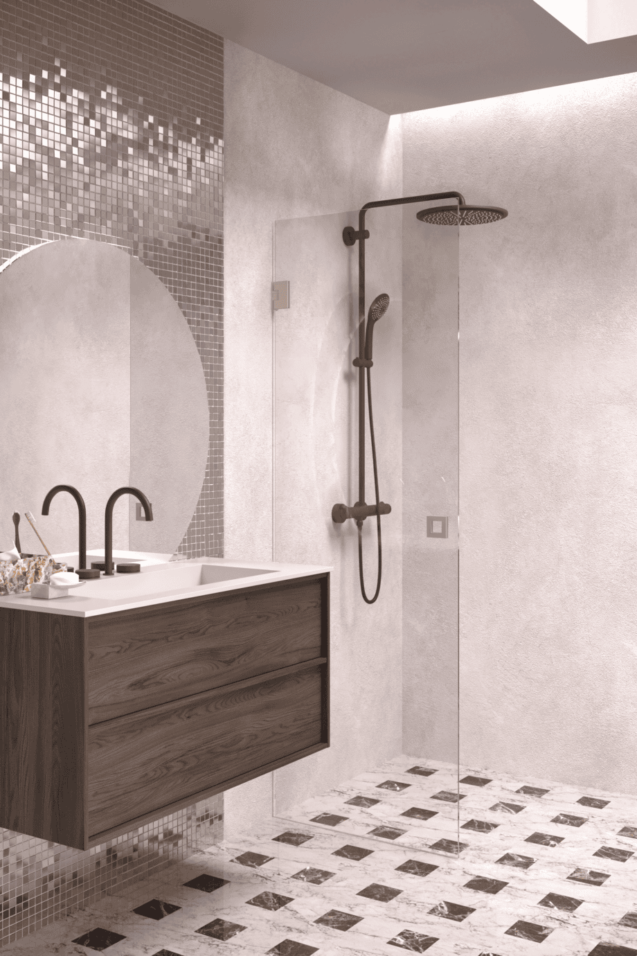 Hinged shower door Hietakari Vetro 512, Sand fittings, super bright glass