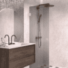 Hinged shower door Hietakari Vetro 512, white fittings, grey reeded glass
