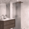 Hinged shower door Hietakari Vetro 512, white fittings, grey satin glass
