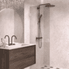 Hinged shower door Hietakari Vetro 512, white fittings, bronze tinted glass