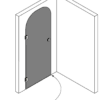 Arched hinged shower door Hietakari Vetro 519 – 3D drawing