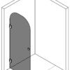 Arched hinged shower door Hietakari Vetro 519 – dimension drawing