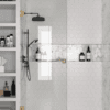 Curved hinged shower door Hietakari Vetro 522, brass fittings, clear glass