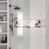 Curved hinged shower door Hietakari Vetro 522, Mocha fittings, clear glass