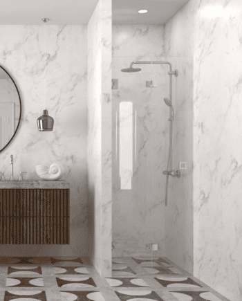Folding shower door for alcove Hietakari Vetro 528, chrome fittings, clear glass